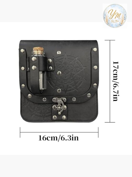 Medieval Alchemy Faux Leather Belt Bag with Potion Vials